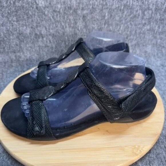 Vionic Farra Lizard Adjustable sandals metallic design black size 10 Orthotic - Picture 6 of 8